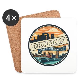 Badge de voyage rétro britannique Big Ben - Dessous de verre (lot de 4) - blanc - Devant