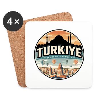 Retro Turkiye Cappadocia Balloons Badge - Coasters (set of 4) - white - Front