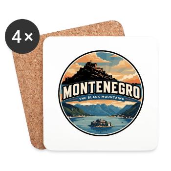 Retro Montenegro Bay of Kotor Badge - Coasters (set of 4) - white - Front