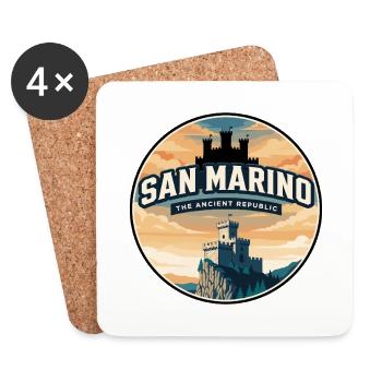 Insigne rétro du château de San Marino Guaita - Dessous de verre (lot de 4) - blanc - Devant