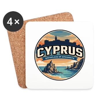 Retro Cyprus Aphrodite's Rock Badge - Coasters (set of 4) - white - Front