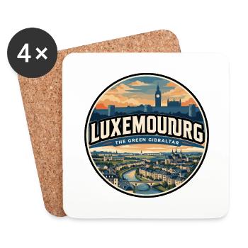 Emblème rétro luxembourgeois de la vallée Grund - Dessous de verre (lot de 4) - blanc - Devant