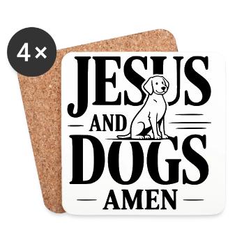 Jésus et les chiens amen - Dessous de verre (lot de 4) - blanc - Devant