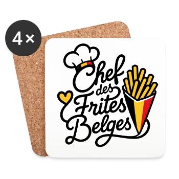 Chef des Frites Belges — Fierté Belge - Dessous de verre (lot de 4) - blanc - Devant