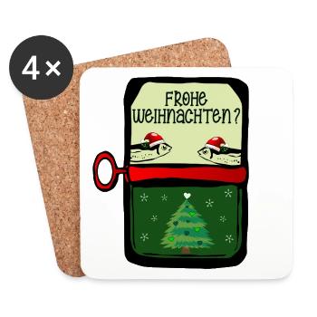Frohe Weihnachten Fische - Untersetzer (4er-Set) - Weiß - Vorne