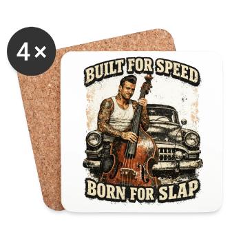 Rockabilly Double Bass Voiture Classique - Conçue pour la vitesse - Dessous de verre (lot de 4) - blanc - Devant