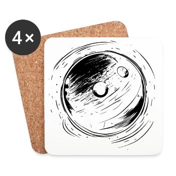 Bowling Ball Line Art - Coasters (set of 4) - white - Front