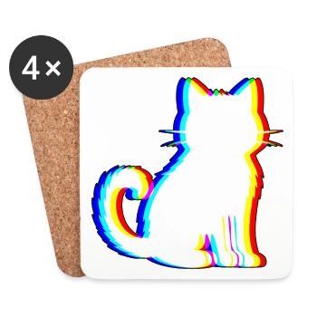 EDM Cat - musique électronique de danse - Dessous de verre (lot de 4) - blanc - Devant