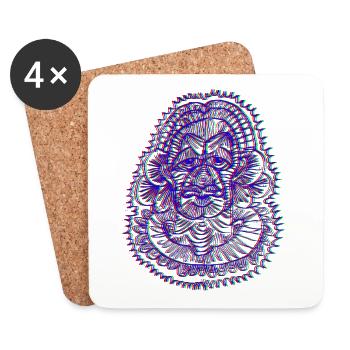 Neon Mandala Dragon Eye - Coasters (set of 4) - white - Front