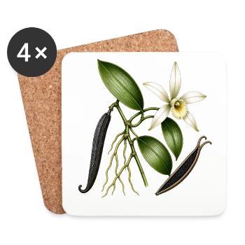 Orchidée vanille botanique - Dessous de verre (lot de 4) - blanc - Devant