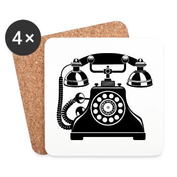 Téléphone vintage - Dessous de verre (lot de 4) - blanc - Devant
