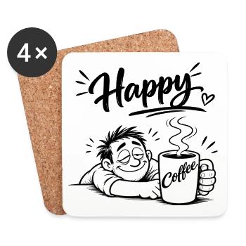Coffee makes you happy - Coasters (set of 4) - white - Front