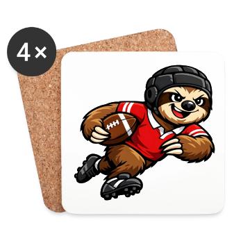 Un joli paresseux jouant au rugby - Dessous de verre (lot de 4) - blanc - Devant