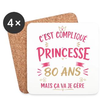 Une princesse et d'avoir 80 ans  - Dessous de verre (lot de 4) - blanc - Devant