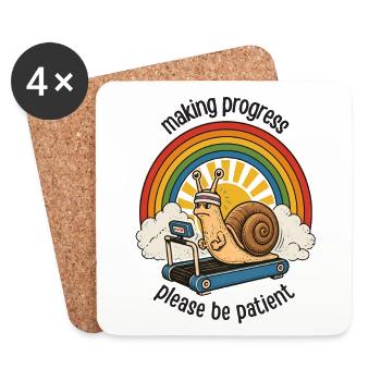Patient snail on treadmill - Coasters (set of 4) - white - Front