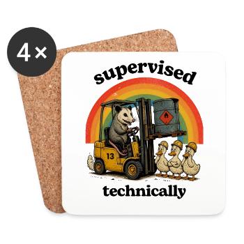 Bear Forklift Rainbow Ducks - Coasters (set of 4) - white - Front