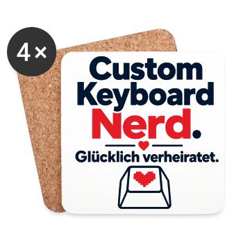Custom Keyboard Nerd Glücklich Verheiratet Spruch - Untersetzer (4er-Set) - Weiß - Vorne
