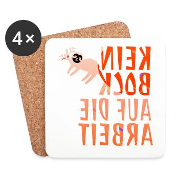 Funny mirror writing "Kein Bock auf die Arbeit" - Coasters (set of 4) - white - Front