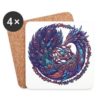 Cosmic Phoenix in the Circle of the Stars - Coasters (set of 4) - white - Front