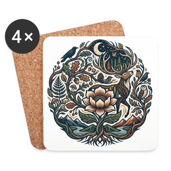 Moon Forest Blossom Trail - Coasters (set of 4) - white - Front