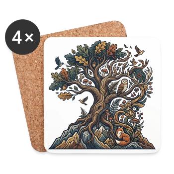 Arbre forestier des créatures nocturnes - Dessous de verre (lot de 4) - blanc - Devant