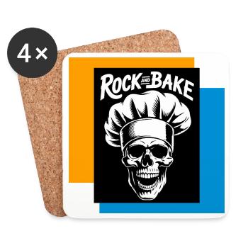 Cuisinier de crânes de roche et pâtisserie - Dessous de verre (lot de 4) - blanc - Devant