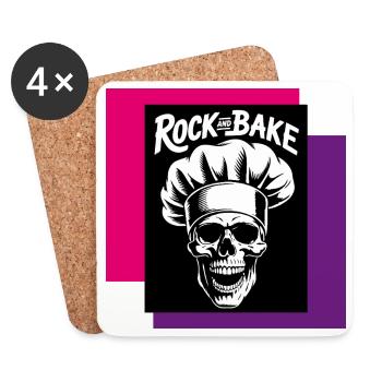 Rock and Bake Skull Chef - Dessous de verre (lot de 4) - blanc - Devant
