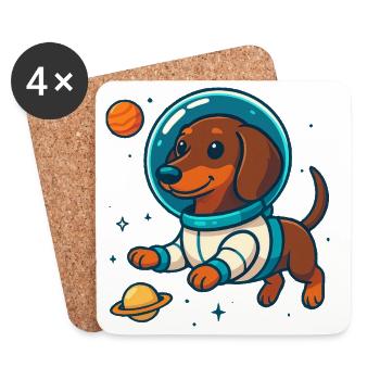 Dachshund in Space – Cute Astronaut Dog - Coasters (set of 4) - white - Front