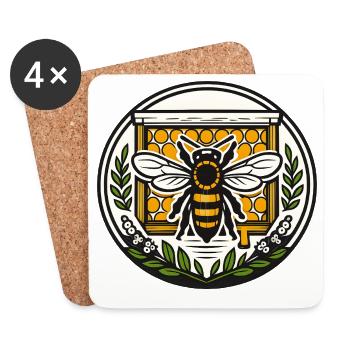 Bee Emblems Honeycomb - Coasters (set of 4) - white - Front