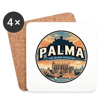 Retro Palma Cathedral Travel Badge - Coasters (set of 4) - white - Front