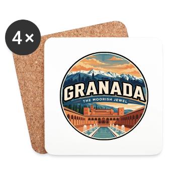 Retro Granada Alhambra Palace Badge - Coasters (set of 4) - white - Front