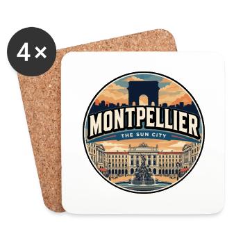 Retro Montpellier Comédie Square Badge - Coasters (set of 4) - white - Front