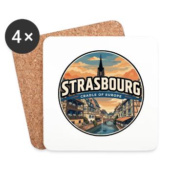 Retro Strasbourg Petite France Badge - Coasters (set of 4) - white - Front