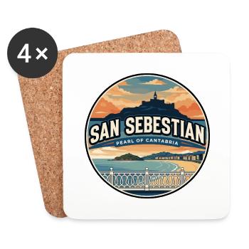 Retro San Sebastian La Concha Badge - Coasters (set of 4) - white - Front