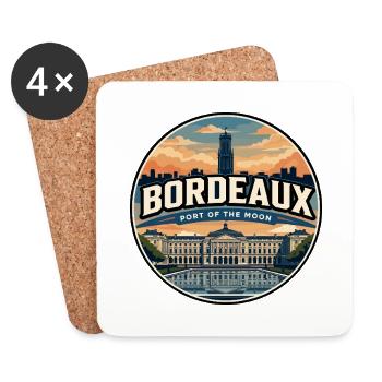 Retro Bordeaux Place de la Bourse Badge - Coasters (set of 4) - white - Front