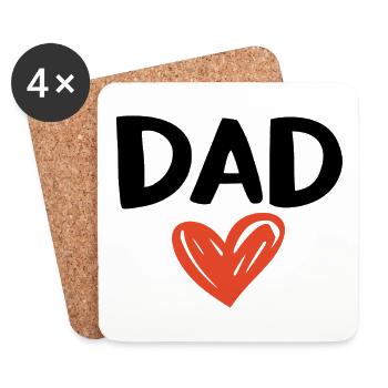 Hand‑Drawn Heart – Love You Dad - Coasters (set of 4) - white - Front