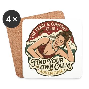 Retro Girl Club of Peace and Adventure - Coasters (set of 4) - white - Front