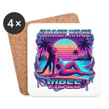 Synthwave Holiday Vibrations 80s - Coasters (set of 4) - white - Front