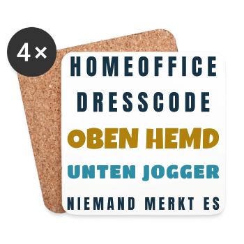Homeoffice Dresscode Oben Hemd unten Jogger - Untersetzer (4er-Set) - Weiß - Vorne