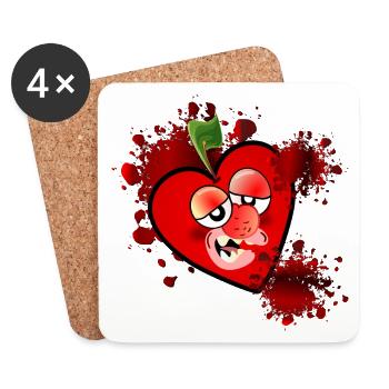 Cerises costumées d’Halloween - Dessous de verre (lot de 4) - blanc - Devant