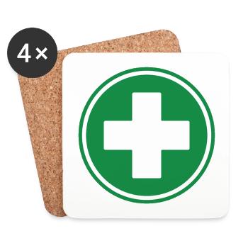 Premiers secours verts inter-soins médicaux d’urgence - Dessous de verre (lot de 4) - blanc - Devant