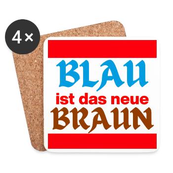 BLAU IST DAS NEUE BRAUN, NO AFD, NIE WIEDER, JETZT - Untersetzer (4er-Set) - Weiß - Vorne