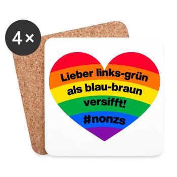 LIEBER LINKS GRÜN ALS BRAUN BLAU VERSIFFT, NO NZS - Untersetzer (4er-Set) - Weiß - Vorne