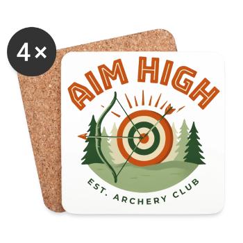 Aim High Archery Club - Coasters (set of 4) - white - Front