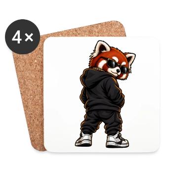 Cool Gangster Red Panda Streetwear - Dessous de verre (lot de 4) - blanc - Devant