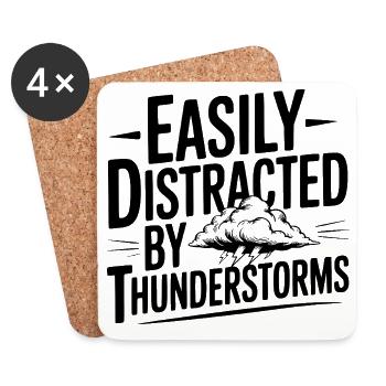 Facilement distrait par les orages - Dessous de verre (lot de 4) - blanc - Devant