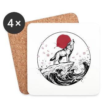 JAPANESE WOLF - Untersetzer (4er-Set) - Weiß - Vorne