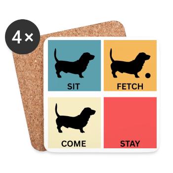 Basset Hound Dog Lover Gift for Dog Mom - Coasters (set of 4) - white - Front