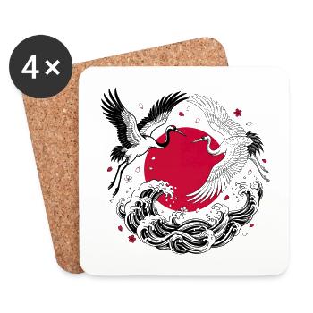 Japanese Cranes - Coasters (set of 4) - white - Front