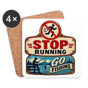 Arrêtez de courir – Allez pêcher. - Dessous de verre (lot de 4) - blanc - Devant